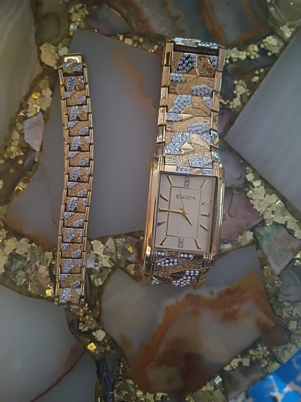 Women's Gold-Tone Bracelet Watch with Clear Crystal Accents